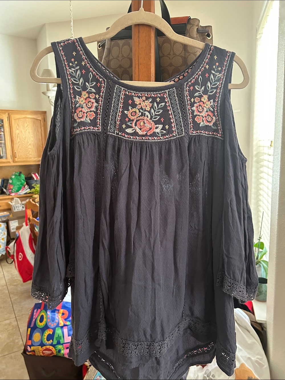 Knox Rose Black Embroidered Boho Tunic